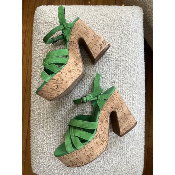 NWT Free People Lisbon MJ Platform Sandals / Green Goddess - Picture 2 of 12